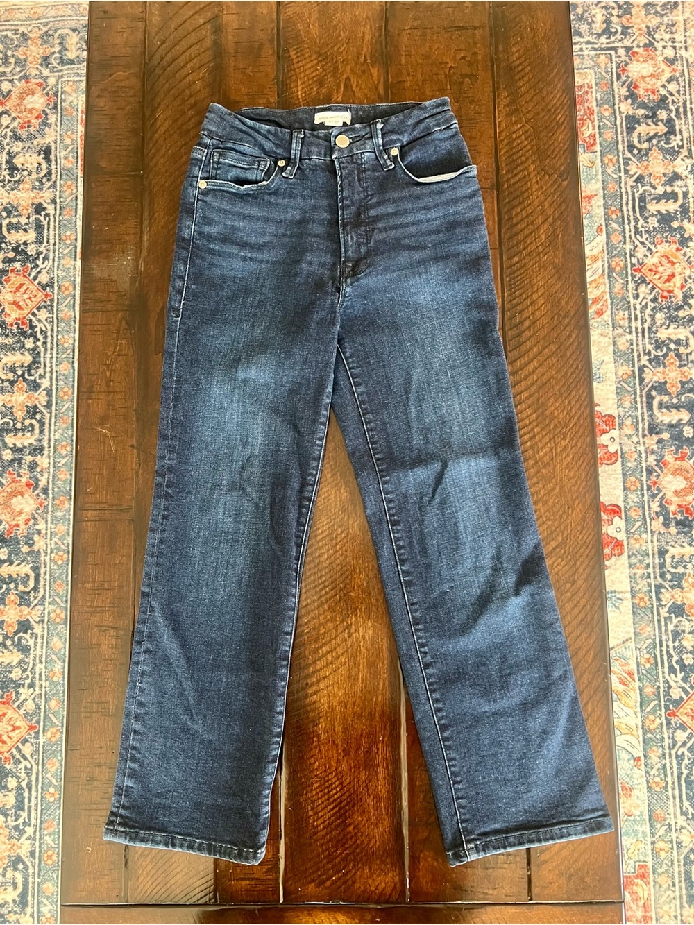 Good American Good Petite Straight Jeans Dark Wash Size 4/27